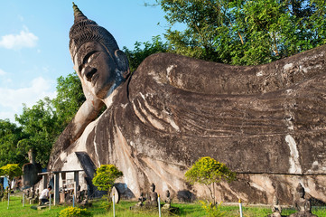 Reclining Buddha in Buddha Park. Vientiane. Laos.