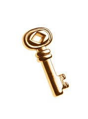 Gold key with cliping path