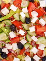 Top view of greek salad