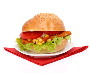 Mexican sandwich with corn, vegetables and meat