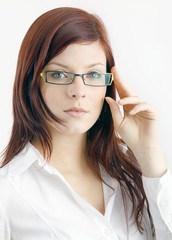 Beautiful young woman with eyeglasses