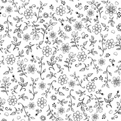 Monochrome seamless floral pattern