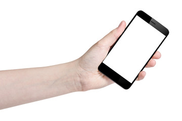 female teen hand showing touch device