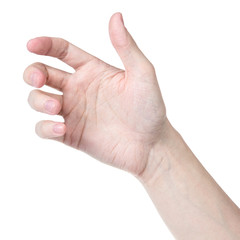 adult man hand to hold something like phone