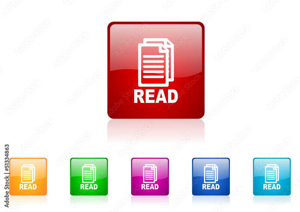 Poster read vector glossy web icon set
