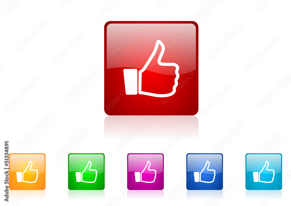 Aufkleber thumb up vector glossy web icon set