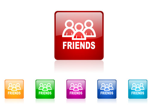 friends vector glossy web icon set