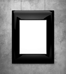 black picture frame on a concrete wall