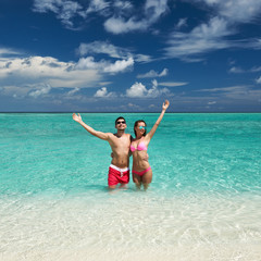 Couple on a beach at Maldives