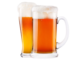 Frosty fresh beer with foam