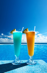Cocktails near swimming pool
