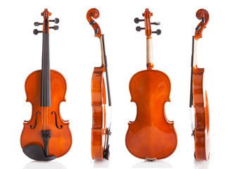 Fototapeta na wymiar Vintage Violin z czterech stron