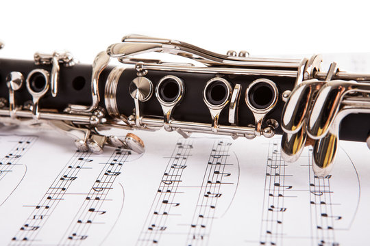 Close-up Of Clarinet And Musical Notes