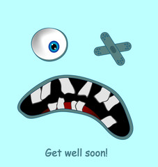 Comic character face postcard emoticon