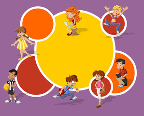 fashion cartoon young people. Teenagers.