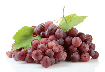 ripe sweet grapes isolated on white.