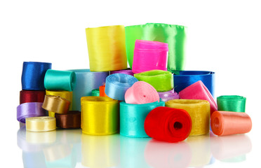 Many bright ribbons of different sizes isolated on white