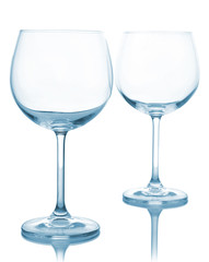 Empty wine glasses isolated on white