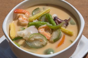 Thai soup with seafood