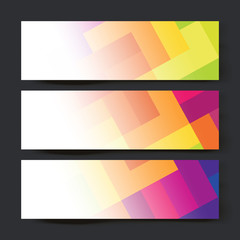 Collection of three colorful banner designs, vector illustration