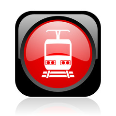 train black and red square web glossy icon