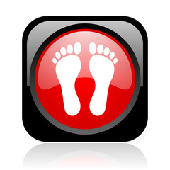 footprint black and red square web glossy icon