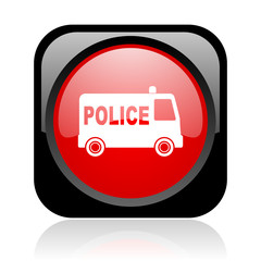 police black and red square web glossy icon