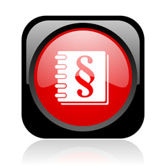 law black and red square web glossy icon