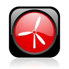 windmill black and red square web glossy icon