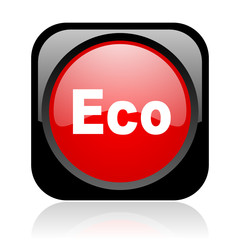 eco black and red square web glossy icon
