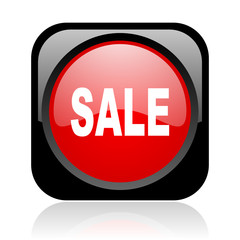 sale black and red square web glossy icon