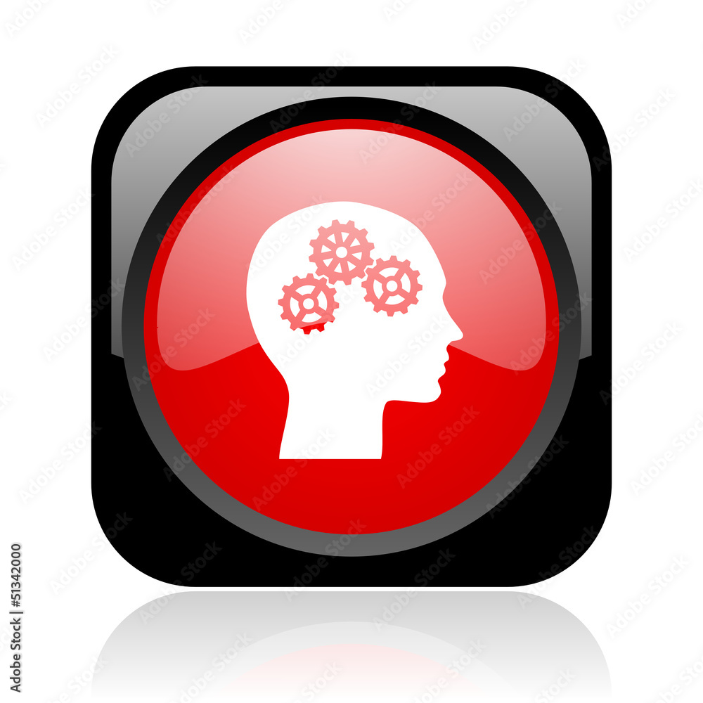 Poster head black and red square web glossy icon