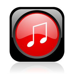 music black and red square web glossy icon