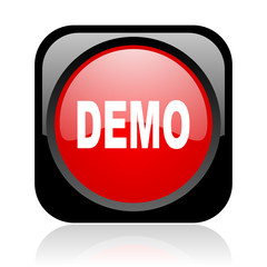 demo black and red square web glossy icon