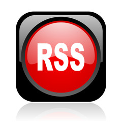 rss black and red square web glossy icon