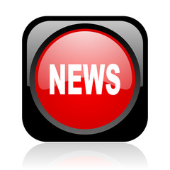 news black and red square web glossy icon