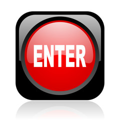 enter black and red square web glossy icon