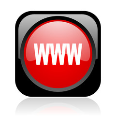 www black and red square web glossy icon