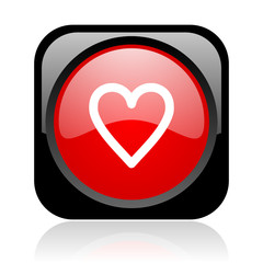 heart black and red square web glossy icon