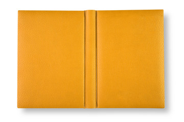 Yellow leather book cover with spin.