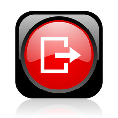 exit black and red square web glossy icon
