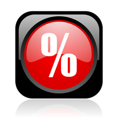 percent black and red square web glossy icon