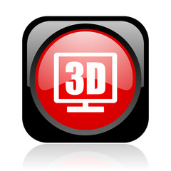 3d display black and red square web glossy icon