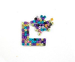 Set of a lot of colored cubes