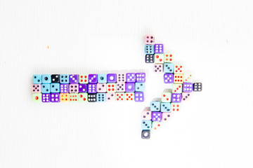 arrow made of colored cubes