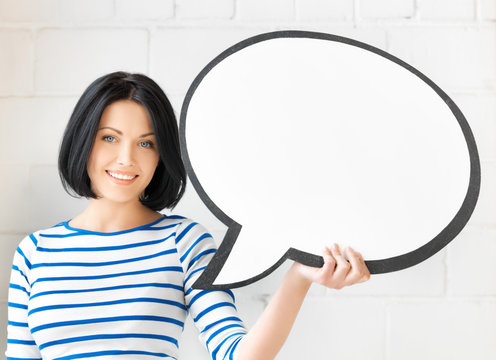 smiling student with blank text bubble