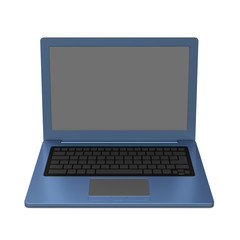 3D model of blue laptop with blank keyboard and simple design