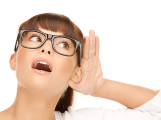 happy woman listening gossip