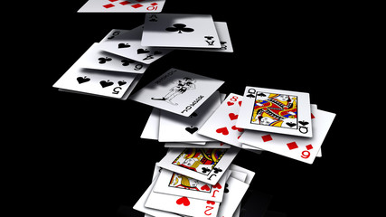 Cartas de poker y fondo negro