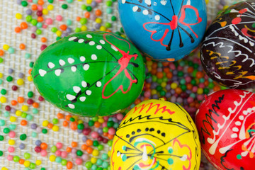 Fototapeta na wymiar Handmade painted Easter eggs